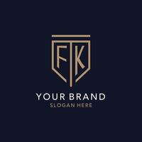 FK initial logo monogram with simple luxury shield icon design vector