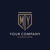 MY initial logo monogram with simple luxury shield icon design vector