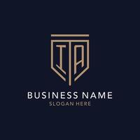 IA initial logo monogram with simple luxury shield icon design vector