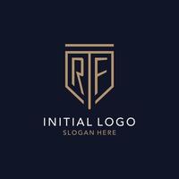 RF initial logo monogram with simple luxury shield icon design vector
