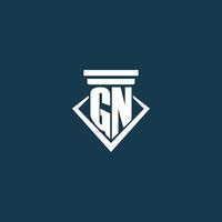 GN initial monogram logo for law firm, lawyer or advocate with pillar icon design vector