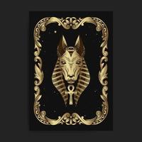 The egyptian god seth or anubis, with engraving, handrawn, luxury, esoteric, boho style, fit for paranormal, tarot reader, astrologer or tattoo vector