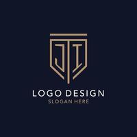 JI initial logo monogram with simple luxury shield icon design vector