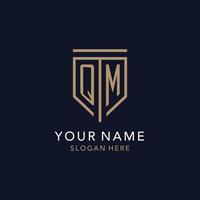 QM initial logo monogram with simple luxury shield icon design vector