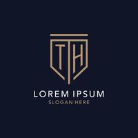 TH initial logo monogram with simple luxury shield icon design vector