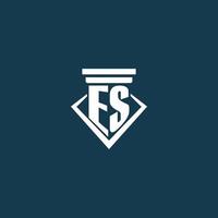 ES initial monogram logo for law firm, lawyer or advocate with pillar icon design vector