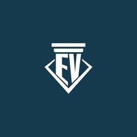 logotipo de monograma inicial ev para bufete de abogados, abogado o defensor con diseño de icono de pilar vector