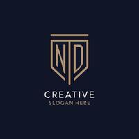 ND initial logo monogram with simple luxury shield icon design vector