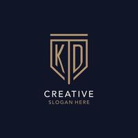 KD initial logo monogram with simple luxury shield icon design vector