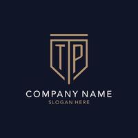 TP initial logo monogram with simple luxury shield icon design vector