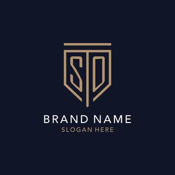 SO initial logo monogram with simple luxury shield icon design vector
