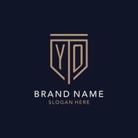 YO initial logo monogram with simple luxury shield icon design vector