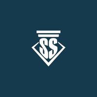 SS initial monogram logo for law firm, lawyer or advocate with pillar icon design vector