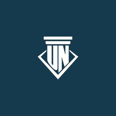 UN initial monogram logo for law firm, lawyer or advocate with pillar icon design