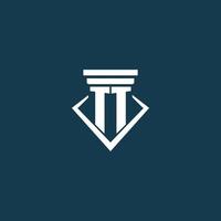 TT initial monogram logo for law firm, lawyer or advocate with pillar icon design vector