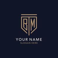 BM initial logo monogram with simple luxury shield icon design vector