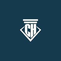 CH initial monogram logo for law firm, lawyer or advocate with pillar icon design vector