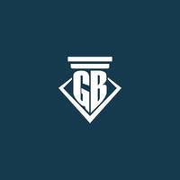 GB initial monogram logo for law firm, lawyer or advocate with pillar icon design vector