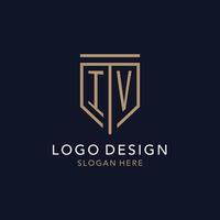 IV initial logo monogram with simple luxury shield icon design vector