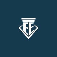 EE initial monogram logo for law firm, lawyer or advocate with pillar icon design vector