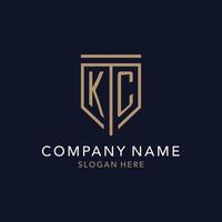 KC initial logo monogram with simple luxury shield icon design vector