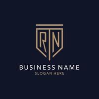 RN initial logo monogram with simple luxury shield icon design vector
