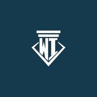 WI initial monogram logo for law firm, lawyer or advocate with pillar icon design vector