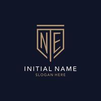 NE initial logo monogram with simple luxury shield icon design vector