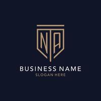 NA initial logo monogram with simple luxury shield icon design vector