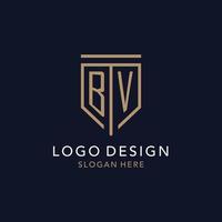 BV initial logo monogram with simple luxury shield icon design vector