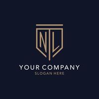 NL initial logo monogram with simple luxury shield icon design vector