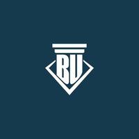 BU initial monogram logo for law firm, lawyer or advocate with pillar icon design vector