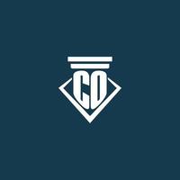 CO initial monogram logo for law firm, lawyer or advocate with pillar icon design vector