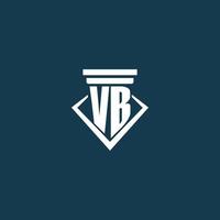 VB initial monogram logo for law firm, lawyer or advocate with pillar icon design vector