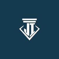 logotipo de monograma inicial ji para bufete de abogados, abogado o defensor con diseño de icono de pilar vector