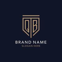 QB initial logo monogram with simple luxury shield icon design vector