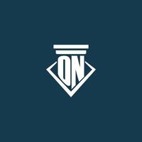 ON initial monogram logo for law firm, lawyer or advocate with pillar icon design vector