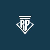 RP initial monogram logo for law firm, lawyer or advocate with pillar icon design vector