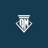 QM initial monogram logo for law firm, lawyer or advocate with pillar icon design vector