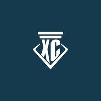 XC initial monogram logo for law firm, lawyer or advocate with pillar icon design vector