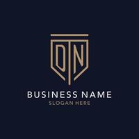 DN initial logo monogram with simple luxury shield icon design vector