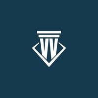 VV initial monogram logo for law firm, lawyer or advocate with pillar icon design vector