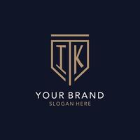 IK initial logo monogram with simple luxury shield icon design vector