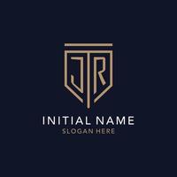 JR initial logo monogram with simple luxury shield icon design vector