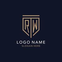 RW initial logo monogram with simple luxury shield icon design vector