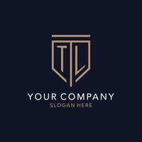 TL initial logo monogram with simple luxury shield icon design vector