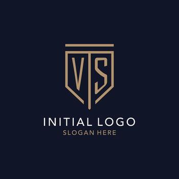 VS initial logo monogram with simple luxury shield icon design vector