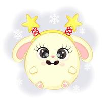 Cute bunny in costume with stars New Year illustration vector