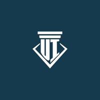 UI initial monogram logo for law firm, lawyer or advocate with pillar icon design vector