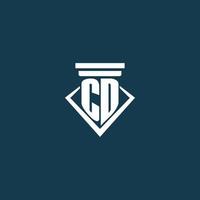 CD initial monogram logo for law firm, lawyer or advocate with pillar icon design vector